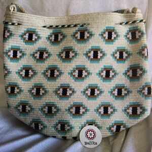 Wayuu Evil Eye Cream and Brown Shoulder Bag